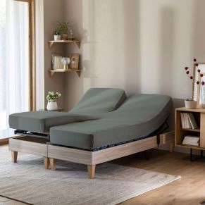 Drap housse vert lichen TPR jersey extensible 2x70x190