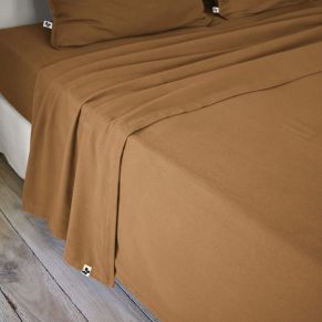 Drap plat flanelle unie 240x300 Marron
