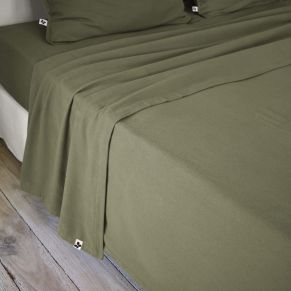 Drap plat flanelle unie 240x300 Kaki