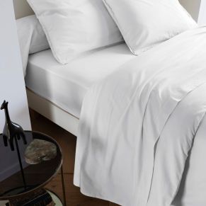 Drap plat coton lavé - SOMEO Blanc 180x290 - Hôtellerie