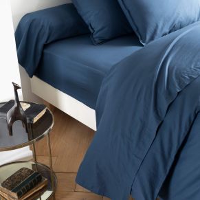 Drap plat coton lavé - SOMEO Bleu marine 180x290 - Hôtellerie