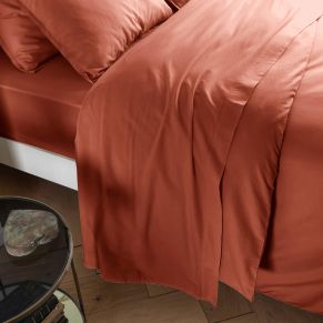Drap plat coton lavé - SOMEO Terracotta 180x290 - Hôtellerie