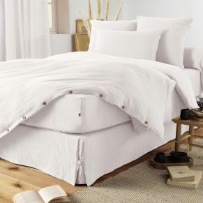 Housse de couette double gaze de coton blanc 240x220 cm - Hôtellerie