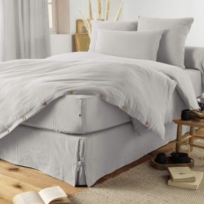 Housse de couette double gaze de coton gris 260x240 cm - Hôtellerie