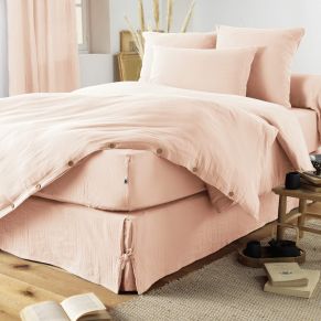 Housse de couette double gaze de coton rose 240x220 cm - Hôtellerie