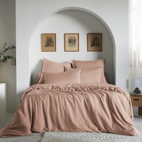 Housse de couette lyocell uni blush Terre de Nuit Lysandre vue ambiance