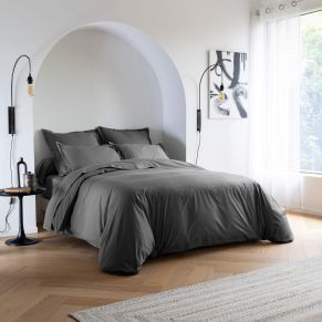 Housse de couette coton percale Anthracite 140x200 - SOMEO