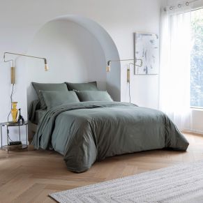 Parure de lit coton lavé - SOMEO Kaki 140x200 - Hôtellerie