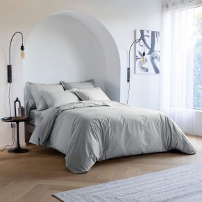 Housse de couette coton percale Gris 140x200 - SOMEO