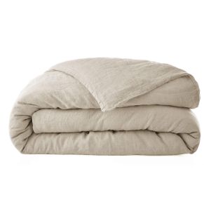 Housse de couette lin lavé beige