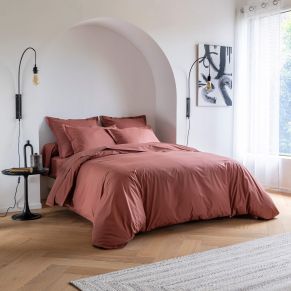 Housse de couette coton percale Rose 140x200 - SOMEO