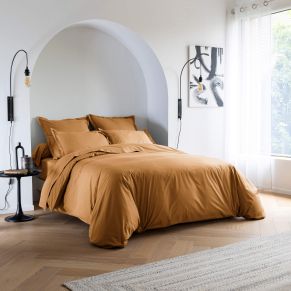 Parure de lit coton percale Jaune 140x200- SOMEO