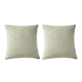 Lot de 2 taies d'oreillers brodées double gaze de coton vert d'eau 60x60