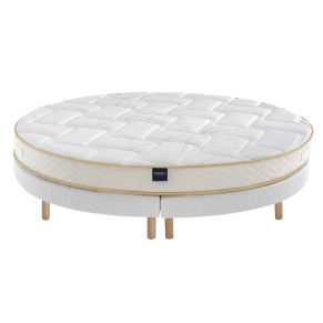 Ensemble matelas rond mousse, sommier, pieds Aurore 300 - SOMEO diamètre 215