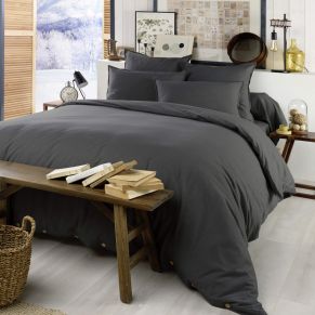Housse de couette flanelle anthracite 140x200 cm - Hôtellerie