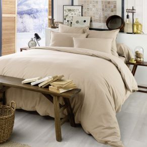 Housse de couette flanelle beige 140x200 cm - Hôtellerie