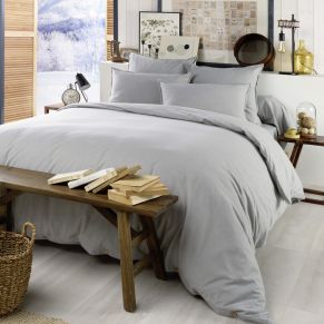 Housse de couette flanelle gris 140x200 cm - Hôtellerie