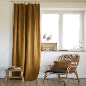 Rideau à pinces ajustable lin 140x270 cm marron