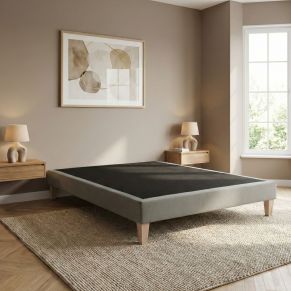 Sommier tapissier à lattes recouvertes Someo Astre vert sauge dans une chambre