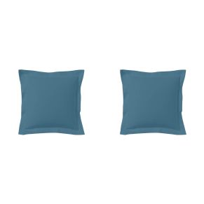 Lot de 2 taies d'oreillers bleu minéral 100% coton biologique