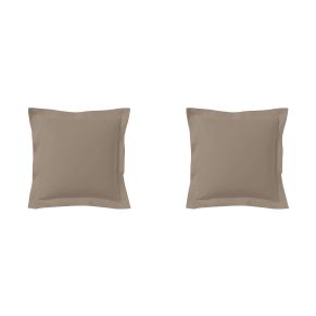 Lot de 2 taies d'oreillers 100% coton biscuit