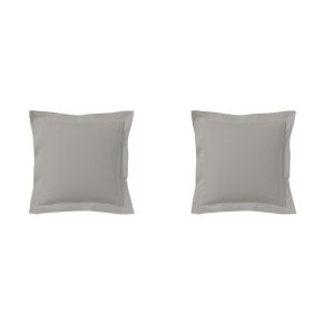 Lot de 2 taies d'oreillers 100% coton gris souris