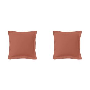  Lot de 2 taies d'oreillers 100% coton terracotta