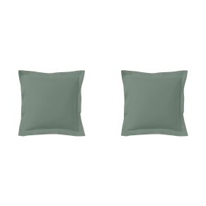Lot de 2 taies d'oreillers 100% coton vert de gris
