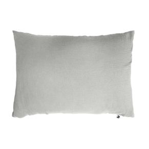 Taie d'oreiller double gaze de coton gris 50x70 cm FOND BLANC
