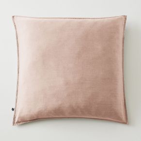 Taie d'oreiller carré blush lyocell uni Lysandre Terre de Nuit fond blanc