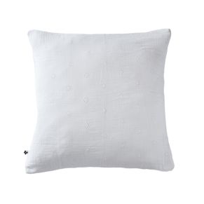 Taie d'oreiller brodée double gaze de coton blanc 60x60 cm - Hôtellerie