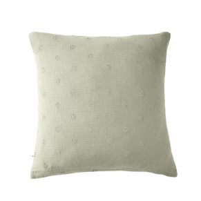 Taie d'oreiller brodée double gaze de coton vert d'eau 60x60 cm - Hôtellerie