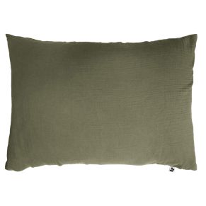 Taie d'oreiller double gaze de coton kaki 50x70 cm