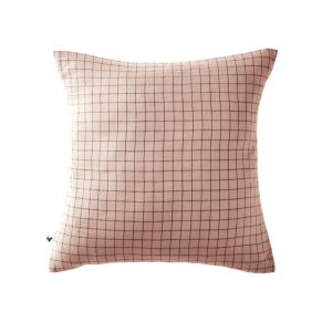 Taie d'oreiller à carreaux double gaze de coton rose