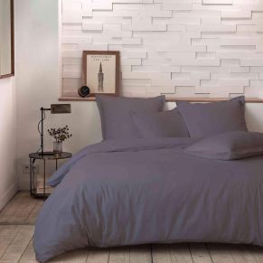 Parure de lit percale unie gris 240x220 cm - Hôtellerie